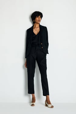 Hemp Three Piece Set in Black - Black / S