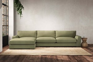 nkuku Guddu Left Hand Chaise Sofa | Make To Order | Grand | Brera Linen Sage