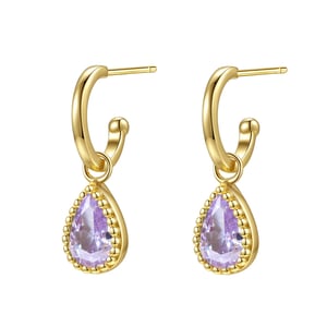 June Alexandrite Birthstone Hoop Earrings Sterling Silver