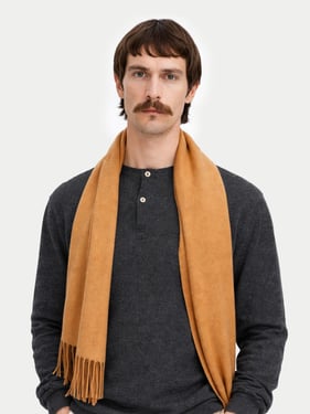 Cashmere Fringed Scarf - 170x30cm + 2x10cm fringes / almond / AW01-927