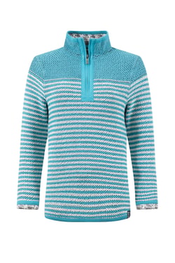 Weird Fish Juliet 1/4 Zip Stripe Macaroni Sweatshirt Adriatic Blue Size 8