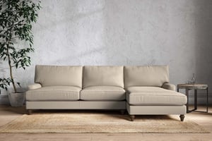 nkuku Marri Right Hand Chaise Sofa | Make To Order | Grand | Recycled Cotton Stone