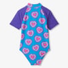 Girls Glowing Hearts One-Piece Rashguard