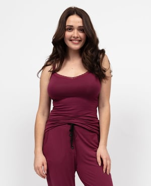 Yasmin Womens Lace Trim Jersey Hidden Support Vest - 28