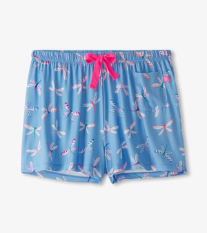 Women's Patterned Polyknit Dragonflies Pajama Shorts