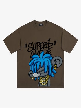 Thesupermade Graffiti Trend Blue Dreadlock Boy T-Shirt - Brown / XXL