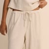 Cream Linen-Blend Low Waisted Straight Leg Trousers