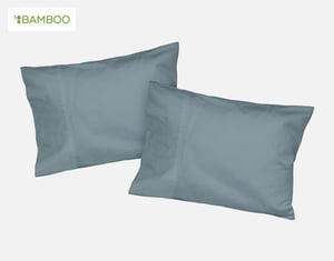 QE Home Petite 310TC Bamboo Cotton Pillowcase in Spruce (Set of 2), Green