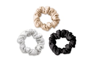 Champagne / Oyster Grey / Charcoal Silk Scrunchies Set - Champagne/Grey/Charcoal