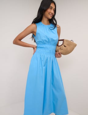 Blue Sleeveless Carrie Midi Dress