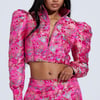 AKIRA Jules Brocade Bomber Jacket | Size Large