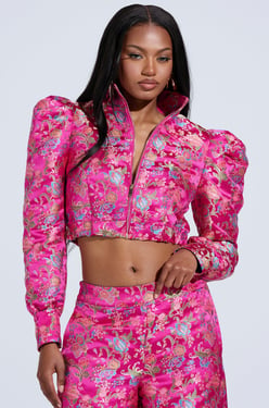 AKIRA Jules Brocade Bomber Jacket | Size XL