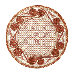 Caracol Handwoven Iraca Placemat - Natural Palm with Color Accents / Orange