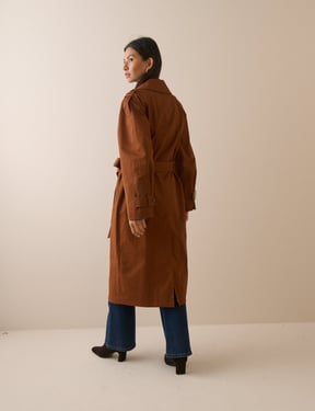 Light Brown Double-Breasted Trench Coat