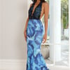 Snapdragon Halter Maxi Dress Blue