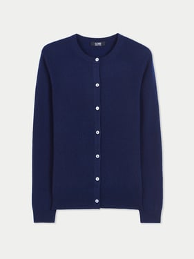Essential Cashmere Crewneck Cardigan - 2XL / Navy / WK04-1479