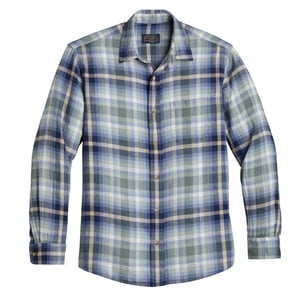 Pendleton Dawson LS Linen Shirt Light Green / Denim Plaid
