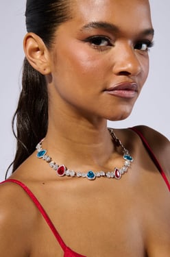 AKIRA Too Turnt And Blue Necklace | Red