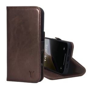 iPhone 16 Pro Max Leather Wallet Case (MagSafe Charging) - Dark Brown