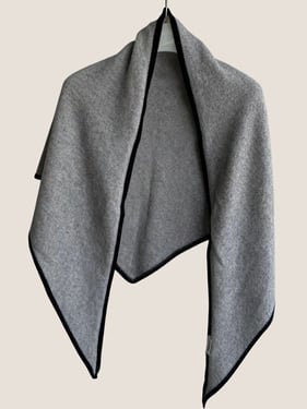 Wool Contrast Stitch Shawl Scarf - Dove Grey / One Size