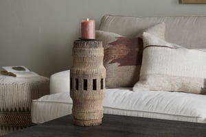 nkuku Mvua Reclaimed Wood Pillar Candle Holder | Candles Holders & Lanterns | One Size | Natural