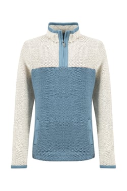 Weird Fish Isla 1/4 Zip Colour Block Macaroni Denim Blue Size 8