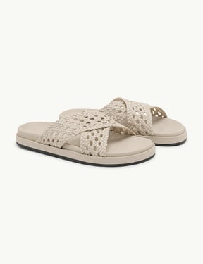 Ivory Woven Leather Sliders