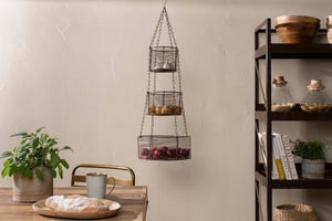 nkuku Inkollu Hanging Basket Set | Kitchen Storage & Utility | One Size | Aged Brass