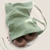 100% Linen Solid-Color Drawstring Storage Bag - Leaf Green / One Size