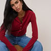 Red Crew Neck Cardigan
