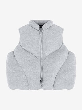 3D Bubble Curve Padded Zip Vest - Gray / XL