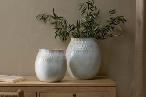 nkuku Anjuna Reactive Glaze Ceramic Vase | Vases & Planters | Small | Reactive White