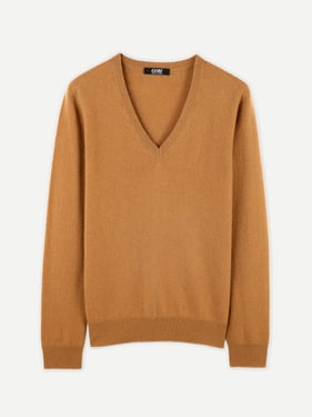 Essential Cashmere V-Neck Sweater - 2XL / almond / WK02-927