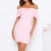 Exquisite Ease Off Shoulder Mini Dress Pink