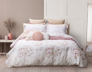 QE Home Angelica Duvet Cover, Cotton, TENCEL™ Lyocell, Floral, White, King