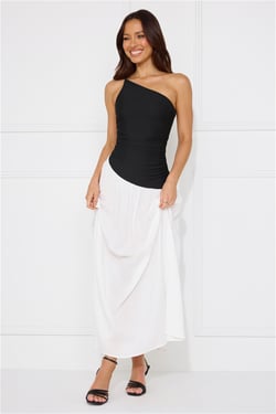 Lavish Hideaway One Shoulder Maxi Dress Black