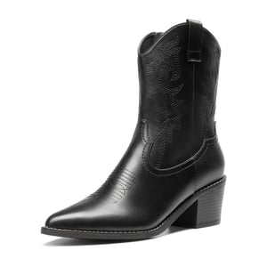 DREAM PAIRS Western Chunky Heel Cowboy Ankle Boots
