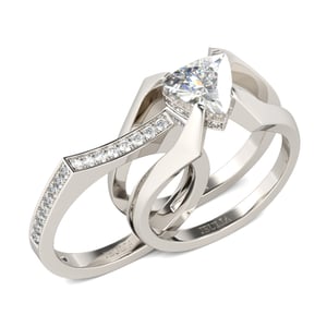 Jeulia Contemporary Design Trillion Cut Sterling Silver Ring Set