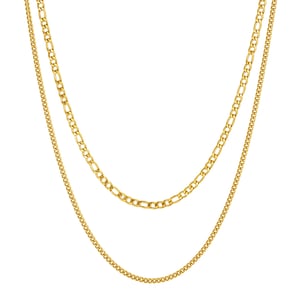 Layered Curb & Paperclip Chain Necklace Waterproof