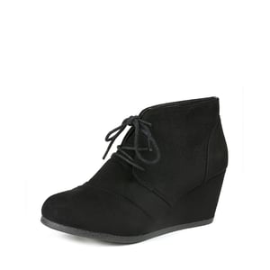 DREAM PAIRS Lace Up Low Wedge Heel Ankle Boots