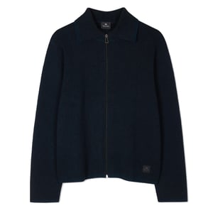 Paul Smith Navy Cotton-Blend Textured Zip Cardigan Navy