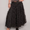 Mesh Maxi Skirt - Flower Pattern in Black