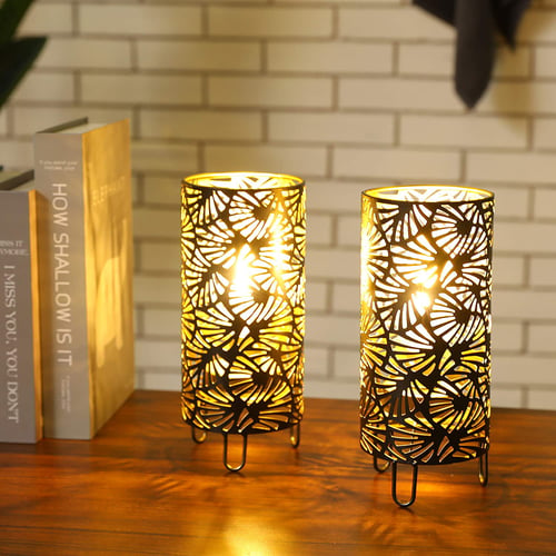 9''High Metal Lamp Battery Powered Metal Lamp（Set of 2）
