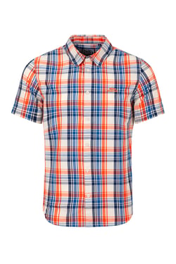 Weird Fish Judd Short Sleeve Check Shirt Light Cream Size XL