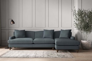 nkuku Deni Right Hand Chaise Sofa | Make To Order | Grand | Brera Linen Dusk