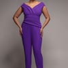 Goddiva Plus Bardot Scuba Romper - Purple