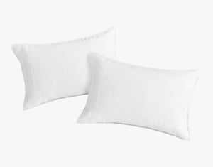QE Home Signature Vintage Washed European Linen Pillowcases in White (Set of 2), Queen