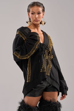 AKIRA Unpin Me Oversized Sweatshirt | Black | Size Large/XL