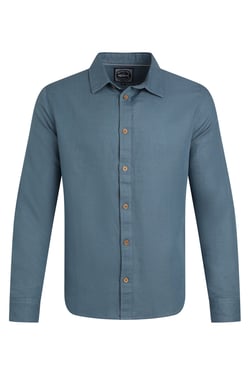 Weird Fish Shaun Linen Rich Long Sleeve Shirt Pale Denim Size S