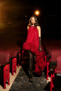 AKIRA Ari Tulle High Low Dress | Burgundy | Size XL